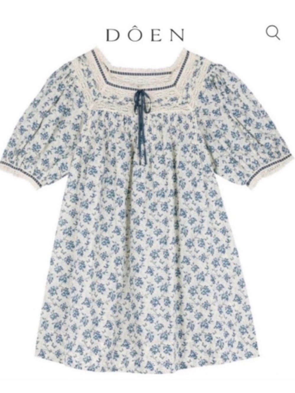 ISO DÔEN Cadeau Mini Dress Blue Floral Songbird Toile XS